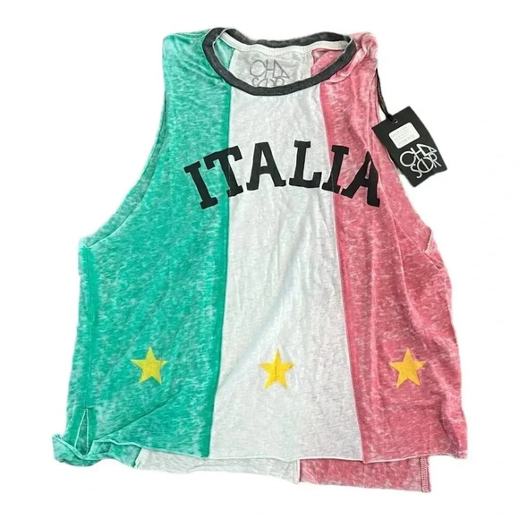 Chaser White Red Green Italia Vintagr Jersey Tank M - Picture 2 of 5